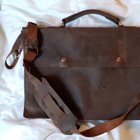Brown Leather Laptop Briefcase. - Picture 5 of 10
